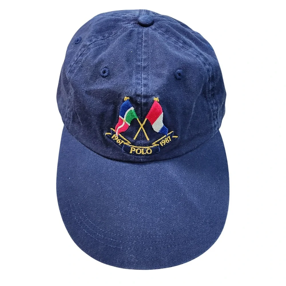 Polo Ralph Lauren Mens Navy Blue 1967-1987 Crossed Flags Crest Baseball Cap NWT
